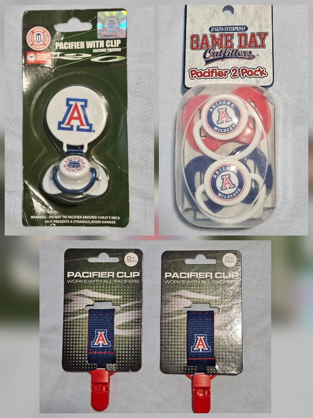 University of Arizona Pacifier & Clip Set